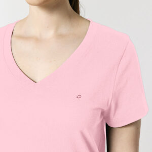 Camiseta cuello pico mujer - Bordado nube fins al cel - color Rosa - 60